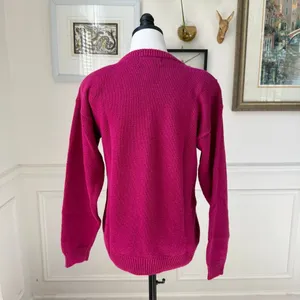 Vintage Western Connection Bedazzled Bling Sequin Sweater Magenta S thumbnail 5