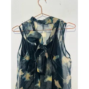 STAUD Black Mesh White Design Overlay Mock Neck Bow Tie Back Albee Gown sz Small thumbnail 14