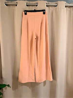 SHEIN Peach Wide-Leg High Waist Trousers thumbnail 2