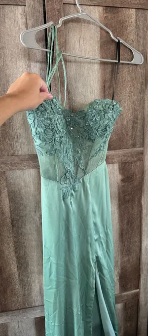 Green Lace Corset Silk Prom Dress- Originally $800 thumbnail 1