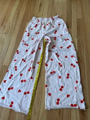 Grayson Threads Cherry Print Wide Leg Pajama Pants Small Pink Red Coquette Loungewear Soft Girl thumbnail 6
