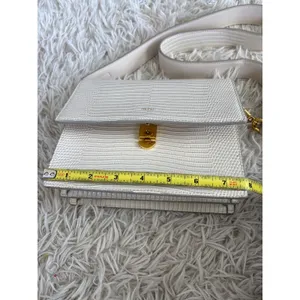 JW PEI Cream Lizard Embossed Leather‎ Flap Shoulder Crossbody Bag Gold Hardware thumbnail 10