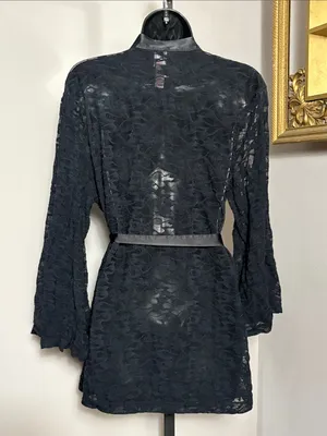 Savage x Fenty Medium Large 8-14 Black Link Up Lace Robe Satin Trim thumbnail 3