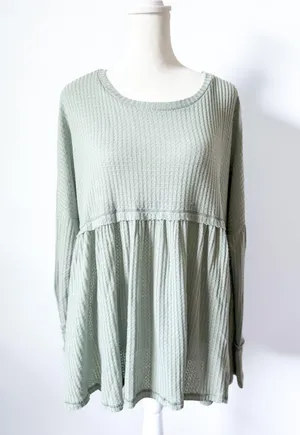 Veveret Waffle Knit Peplum thumbnail 1