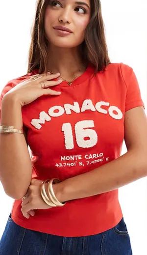 😍😩 Red Monaco Graphic Cropped Baby Tre thumbnail 1
