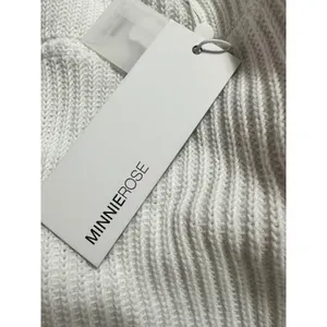 Minnie Rose White Cotton Shaker Mock Neck Zip Up Fringe‎ Jacket 8912 New thumbnail 10