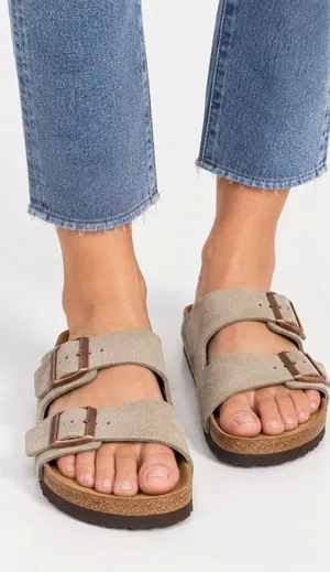 Birkenstock Arizona Soft Footbed Sandals Women's EU 36 US 5-5.5 Taupe Suede thumbnail 1