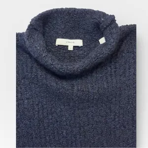 Vince Navy Blue Wool Cashmere Turtleneck Boucle Knit Sweater Small thumbnail 6
