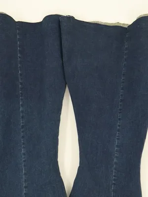 We The Free Free People CRVY Lace-Up Flare Jeans 33 Dark Wash High Rise Boho thumbnail 15