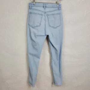 Loft Womens Jeans Size 26 Blue Denim Light Washed High Rise Knee Ripped thumbnail 2