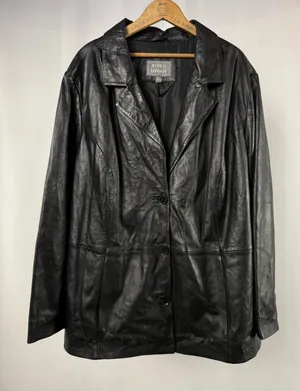 Vintage Y2K Jessica London Classic Leather Jacket in Black Size 26W‎ thumbnail 1