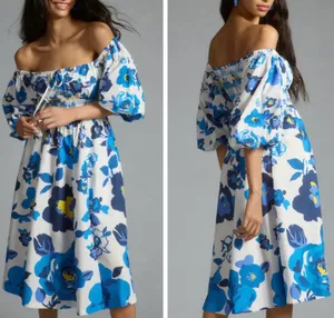 Tracy Reese Plenty by Off-the-shoulder Puff Sleeve Smocked Dress, S thumbnail 2