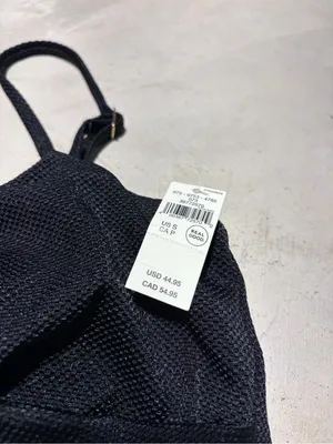 Aerie NWT Black Textured bikini swim top scoop small MSRP$45 thumbnail 2