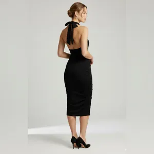 See You Monday Size M Black Halter Bodycon dress thumbnail 2