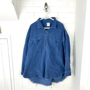 Offline by Aerie Blue Corduroy Quarter Zip Pullover Shacket Size XL thumbnail 3