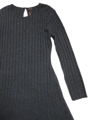 NWT Quince Mongolian Cashmere Wide-Rib Midi in Charcoal Sweater Dress XL thumbnail 5