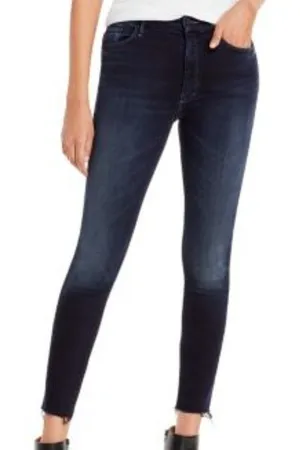 Mother‎ Dark Wash High Waisted Looker Ankle Fray Jeans thumbnail 1