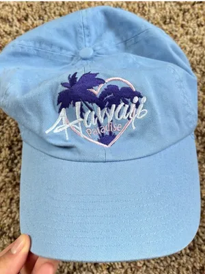 Light Blue 'Hawaii Paradise' Embroidered Hat thumbnail 1