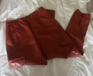 Leather pants Red Size M thumbnail 1