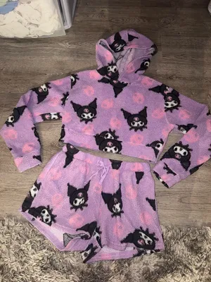 Kuromi Sanrio Hot Topic exclusive 2023 Sherpa 2Pc purple set LRG thumbnail 1
