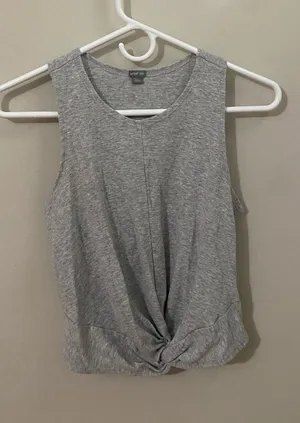 aerie Heather Gray Twist-Front Tank thumbnail 1