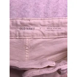 Old Navy Sky-Hi‎ Wide Leg Jeans Womens 2 Cream Extra High Rise Ecru thumbnail 2