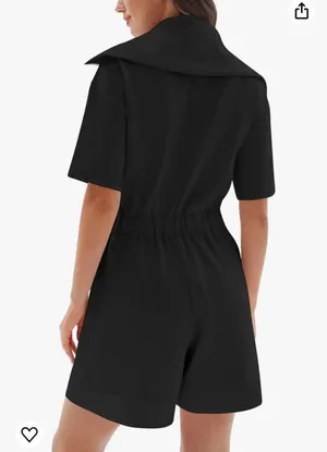 Short Sleeve Rompers Loose Half Zip One Piece Short Overalls Jumpsuit with Pockets Fall Outfits thumbnail 3