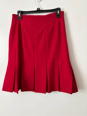 Nine West Vibrant Red A-Line Pleated Skirt thumbnail 2