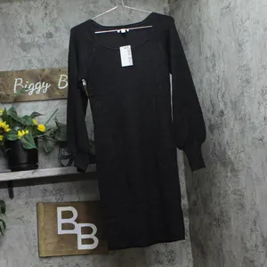 NWT Nine West Womens Squareneck Sweater Dress WW14Y307RS1 Black M thumbnail 2