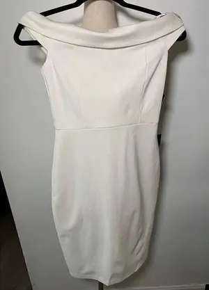 Lulus size small white dress off the shoulder thumbnail 1
