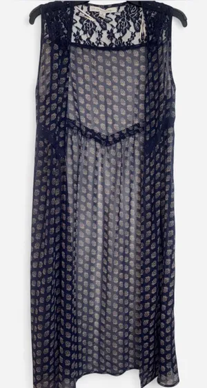 Navy lace trim cover up Blue thumbnail 1
