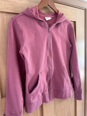 Pact Organic Cotton Fleece Full Zip Hoodie Sweatshirt Mauve Pink Women’s Small thumbnail 5