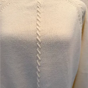 Cream Crewneck Sweater with Center Cable Detail thumbnail 3