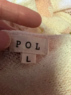 POL Long Open Front Duster Cardigan Large Pink Ivory Tie Dye Pointelle Knit Boho thumbnail 2