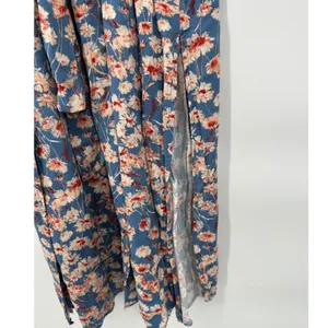 Haute Hippie Tribe Blue Floral Long Sleeve Button Midi Shirt Dress XL Boho Indie thumbnail 7
