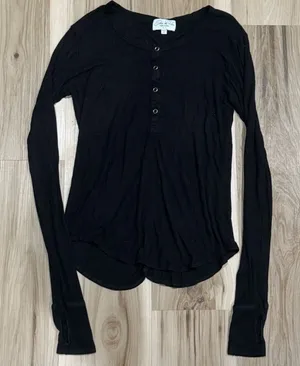 Feel The Piece Terre Jacobs Black Henley Long Sleeve Short Women’s XS/Small thumbnail 1