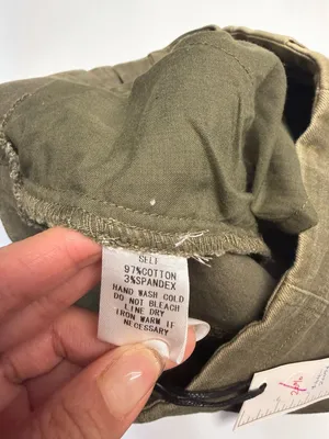 Newbury Kustom Olive Green‎ Button-Front Frayed Hem Denim Mini Skirt - Small thumbnail 4