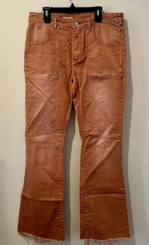 Pilcro Anthropologie Patch-Pocket Bootcut Jeans in Orange Size 30 EUC!!! thumbnail 1