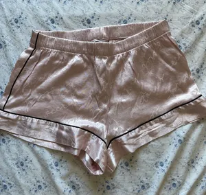 Victoria's Secret Blush Pink Satin Pajama Shorts with Black Piping thumbnail 1