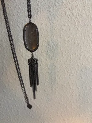Rare Retired Kendra Scott Rayne Gunmetal Labradorite Tassel Long Necklace thumbnail 3