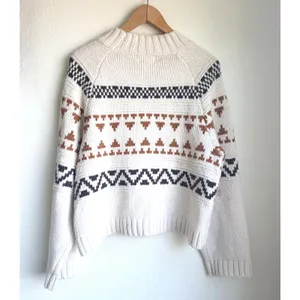 UNIVERSAL THREAD Fair Isle Geometric Cream Chunky Knit Sweater Womens Large thumbnail 2