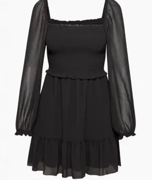 Aritzia || Wilfred Tempest Mini Dress Smocked Black 2 X-Small thumbnail 1