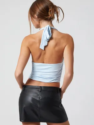 Pacsun Serena Deep V Halter Top in Baby Blue XS thumbnail 3