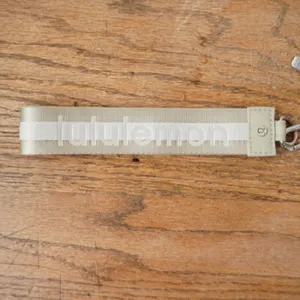 Lululemon Pouch Wristlet Keychain Women Cream Logo Strap Sporty Athleisure thumbnail 2