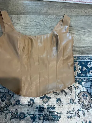 Abercrombie Brown Faux-Leather Corset Tank Top - Women thumbnail 4