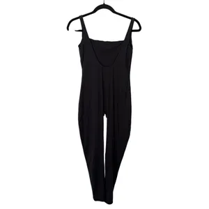 SKIMS Sport Jumpsuit Women‎ XL Black Excellent Square Neck Low Back Full Length thumbnail 2