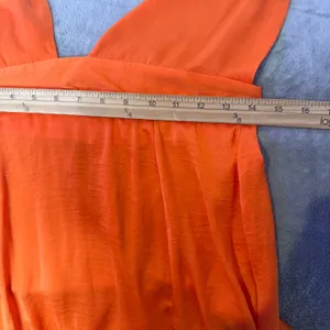Hello Molly Thigh High Split Maxi Dress Womens 8 Orange Plunging Neckline thumbnail 11
