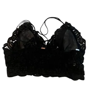 Women's Black Lace Bralette M Adjustable Straps Soft Padded Cups thumbnail 4