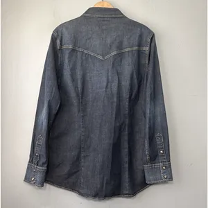 Jag Pearl Snap Western Denim Shirt Size XL Dark Blue Jean Fitted Cowgirl Chic thumbnail 4