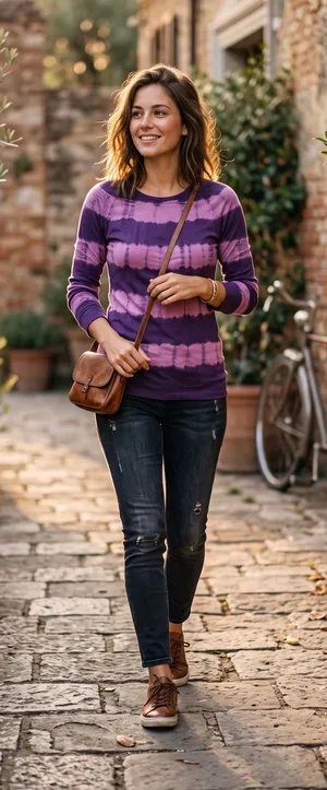 Mudd Womens Purple Tie Dye Raglan Long Sleeve Cotton Slub Knit T-Shirt Medium thumbnail 1